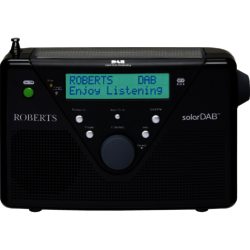 Roberts Solar DAB 2 Black - Portable DAB/FM RDS Solar Powered Digital Radio with Built-in Battery/Solar Charger and Line-in Socket